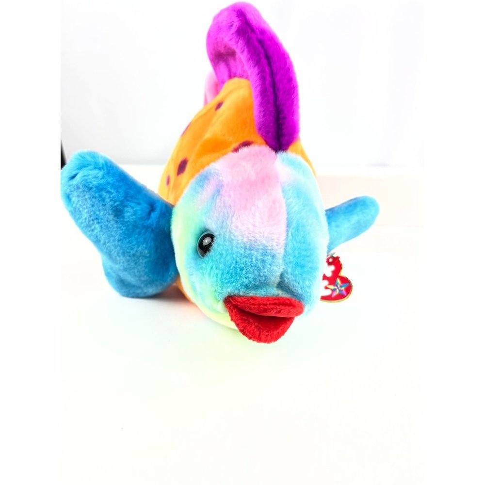 VTG TY Original Beanie Buddy Collection  LIPS Rainbow Colorful Fish Plush